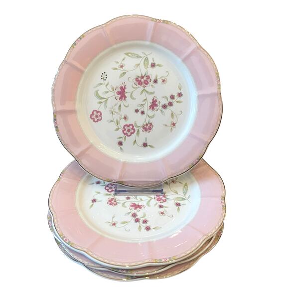 NEW Grace Teaware Pink Corn Flower 8” Salad Dessert Plates Set of 4 - Picture 2 of 16